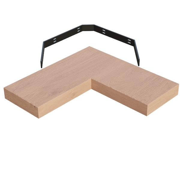 Designs Of Distinction 10" X 24" X 24" Furniture Grade Corner Floating Shelf - Red Oak 01MFL102424AK1 - main